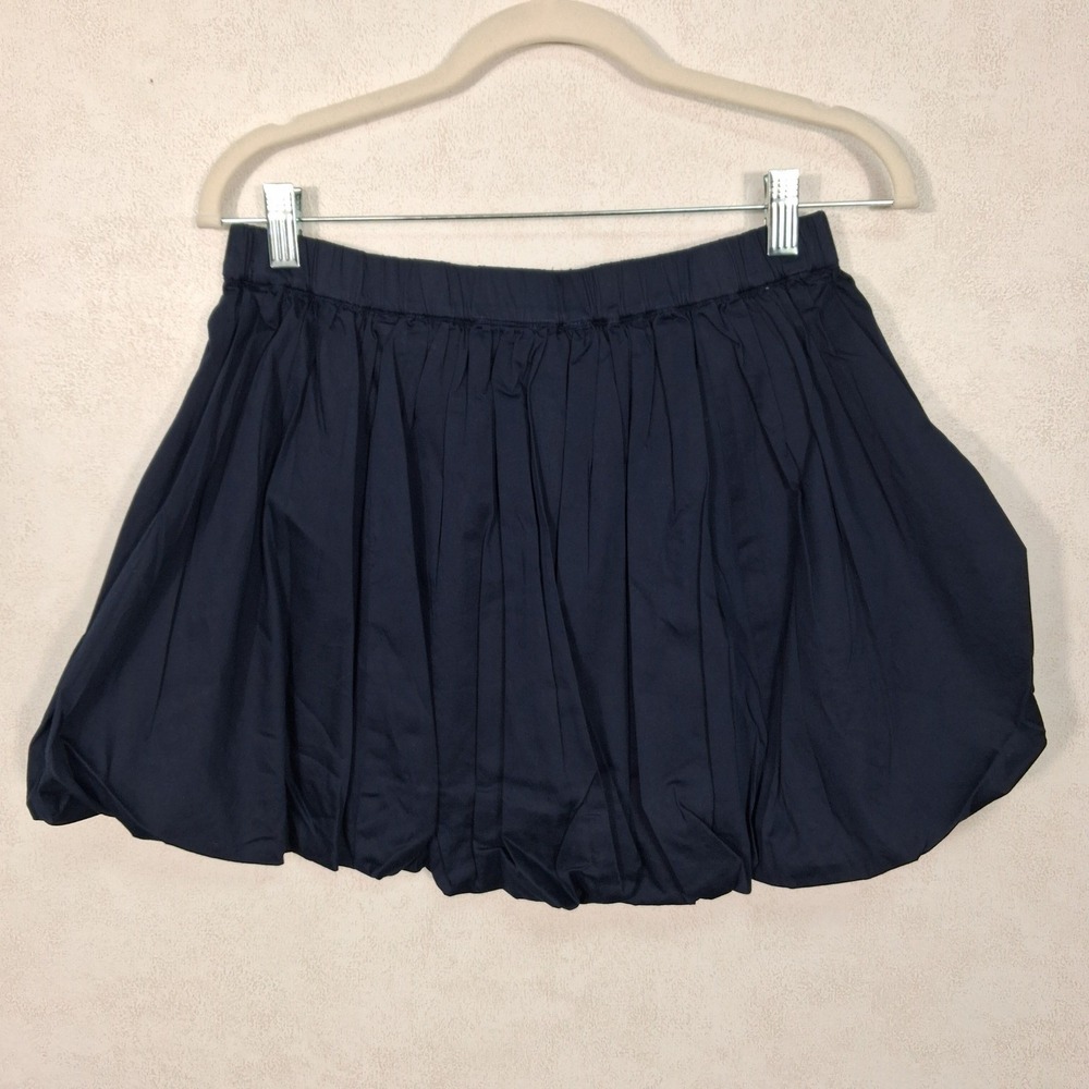 The Drop Lillie Bubble Hem Mini‎ Skirt Womens Size S Navy Blue Cotton Blend - Picture 2 of 9